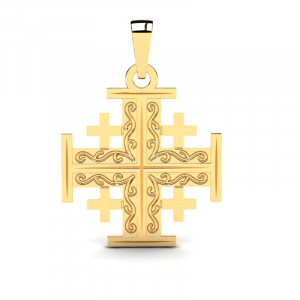 Krzyż złoty jerozolimski na komunię chrzest