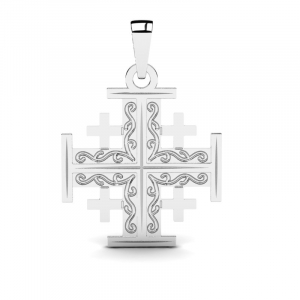 Krzyż z białego złota jerozolimski na komunię