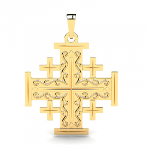 Krzyż złoty jerozolimski duży jerusalem 14kr