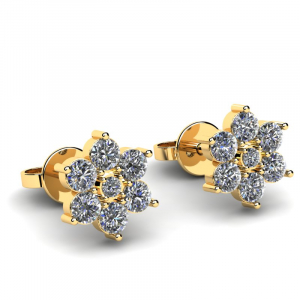 Gold earrings with 0.30ct diamonds and emeralds (1)