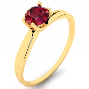 Klasyczny pierścionek złoty zaręczynowy z rubinem