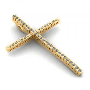 Krzyż złoty duży z błyszczącymi cyrkoniami
