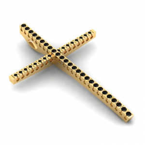 Krzyż złoty duży z czarnymi cyrkoniami