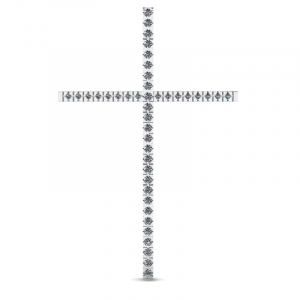 Krzyż z białego złota duży z cyrkoniami