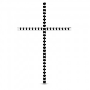 Krzyż z białego złota z czarnymi cyrkoniami 14kr