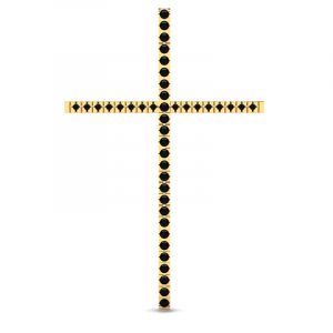 Krzyż złoty duży z czarnymi brylantami 0,45ct
