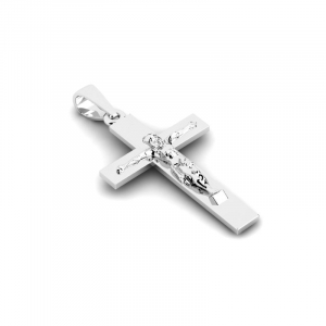Krzyż z białego złota z panem jezusem