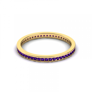 Obrączka złota rings z fioletowymi cyrkoniami 14kr