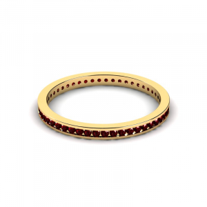 Obrączka złota rings z bordowymi cyrkoniami 14kr