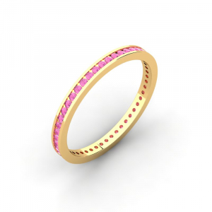 Obrączka złota rings z różowymi cyrkoniami 14kr