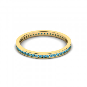 Obrączka złota rings z błękitnymi cyrkoniami 14kr