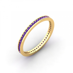 Obrączka złota rings z fioletowymi cyrkoniami