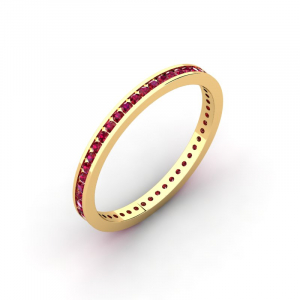 Obrączka złota rings z czerwonymi cyrkoniami