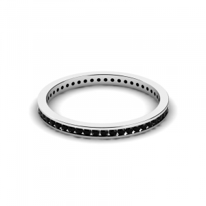 Obrączka z białego złota rings czarne cyrkonie