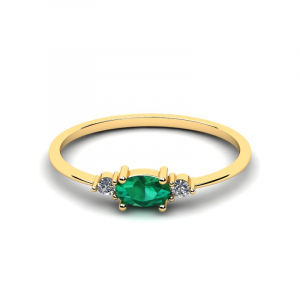 Pierścionek złoty zaręczynowy zielona cyrkonia