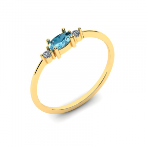 Pierścionek złoty zaręczynowy błękitna cyrkonia