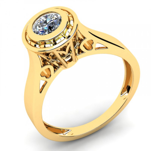 Klasyczny pierścionek złoty z topazem na zaręczyny