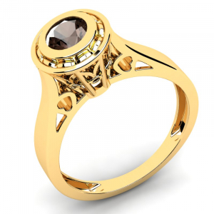 Klasyczny pierścionek złoty z kwarcem na zaręczyny