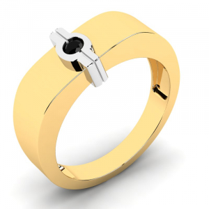 Zaręczynowy pierścionek złoty z czarnym brylantem