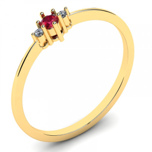 Pierścionek złoty zaręczynowy rubiny z brylantami