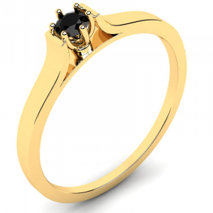 Klasyczny pierścionek złoty z czarnym brylantem