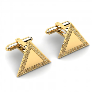Spinki złote do mankietów trójkąty greckie grawer