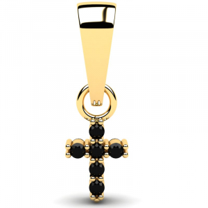 Krzyżyk złoty delikatny z czarnymi cyrkoniami 14kr