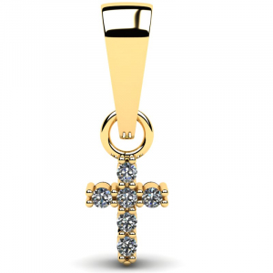 Krzyżyk złoty dwustronny biało czarne cyrkonie