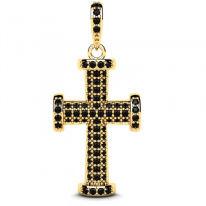 Krzyż złoty z czarnymi cyrkoniami
