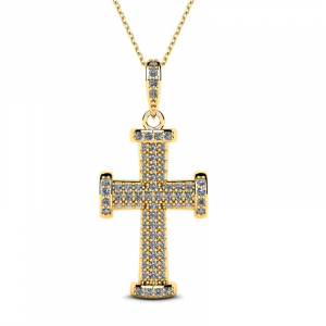 Naszyjnik złoty krzyż z brylantami