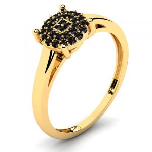 Pierścionek złoty zaręczynowy czarne brylanty