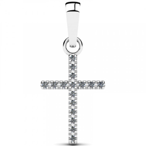 Krzyżyk z białego złota cyrkonie komunia chrzest