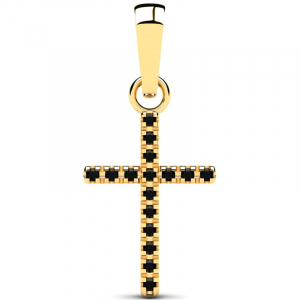 Krzyżyk złoty z czarnymi cyrkoniami 