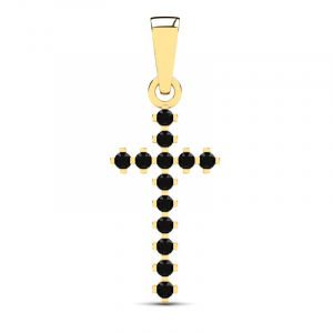 Krzyż złoty z czarnymi cyrkoniami 14kr