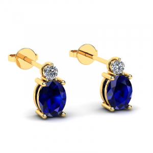 Yellow gold earrings sapphires and diamonds