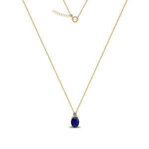 Yellow gold pendant with sapphire and diamonds (1)