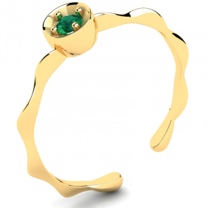 Pierścionek złoty z zieloną cyrkonią 