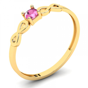 Pierścionek złoty Infinity z różową cyrkonią  14kr  