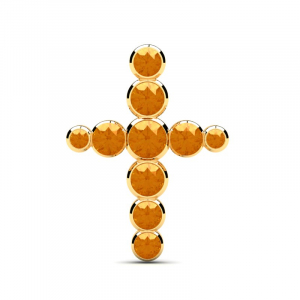 Krzyż złoty z pomarańczowymi cyrkoniami 14kr