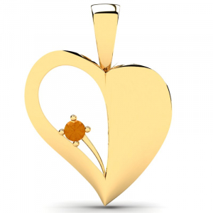 Wisiorek złoty serce z pomarańczową cyrkonią 14kr