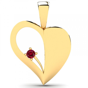 Wisiorek złoty serce z czerwoną cyrkonią grawer