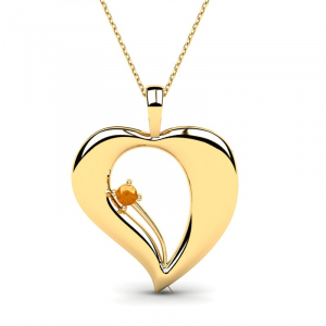 Naszyjnik złoty serce z cytrynową cyrkonią 14kr