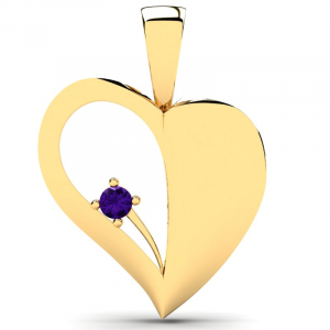 Wisiorek złoty serce z fioletową cyrkonią grawer