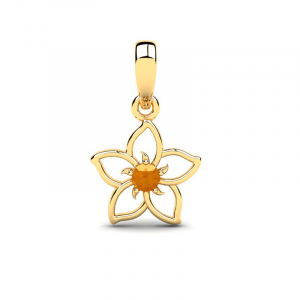 Wisiorek złoty błyszczący kwiatuszek z cytrynem