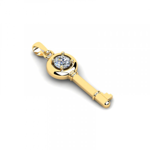 Wisiorek złoty klucz z błyszczącą cyrkonią