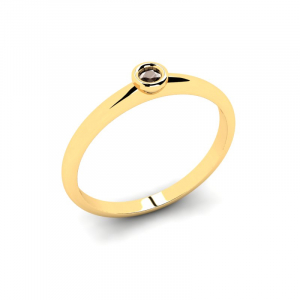 Klasyczny pierścionek złoty z kwarcem 0,05ct