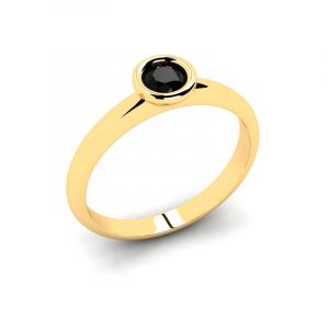 Klasyczny pierścionek złoty z czarną cyrkonią 4mm