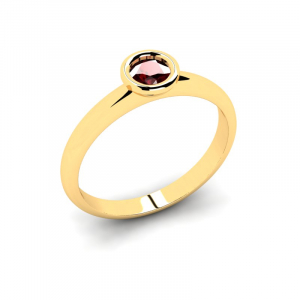 Klasyczny pierścionek złoty z bordową cyrkonią 4mm