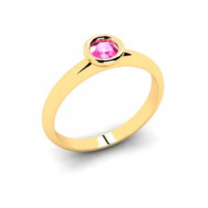 Klasyczny pierścionek złoty z różową cyrkonią 4mm