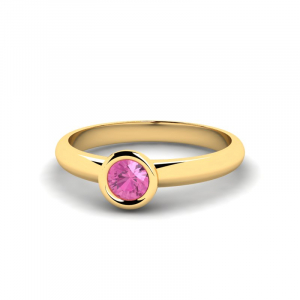 Klasyczny pierścionek złoty z różową cyrkonią 4mm